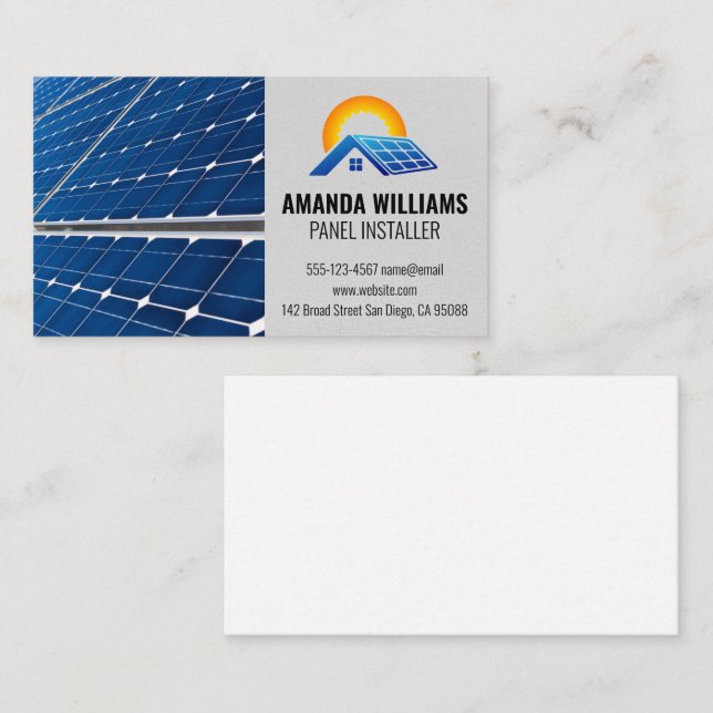 Carte De Visite Panneaux solaires | Énergie solaire sur le toit (Devant / Derrière)