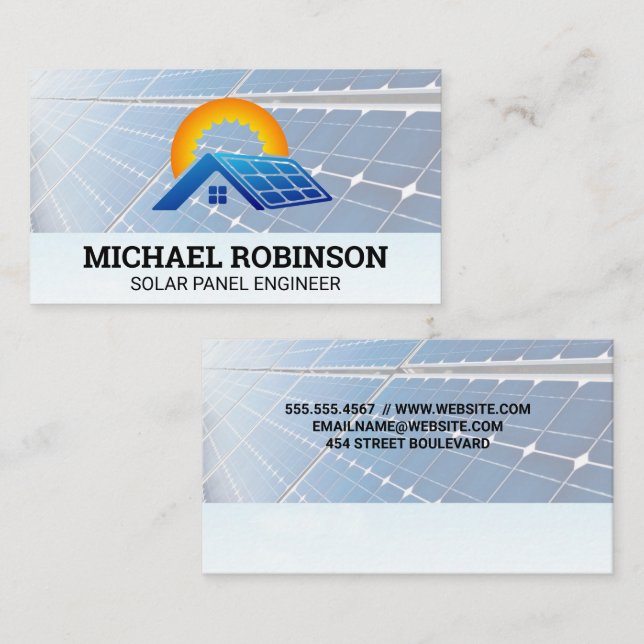 Carte De Visite Panneaux solaires | Icône Énergie domestique (Devant / Derrière)