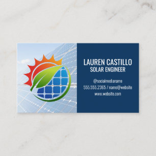 Carte De Visite Panneaux solaires   Logo Énergie   Technologie mod