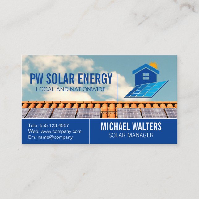 Carte De Visite Panneaux solaires sur le toit | Énergie (Devant)
