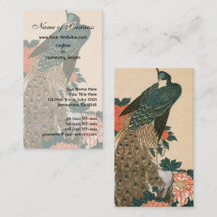 Carte De Visite Paon et Pivoines par Ando Hiroshige