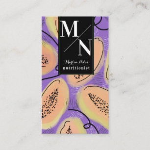 Carte De Visite Papaye Aquarelle Bold Nutritionniste Salade Sain