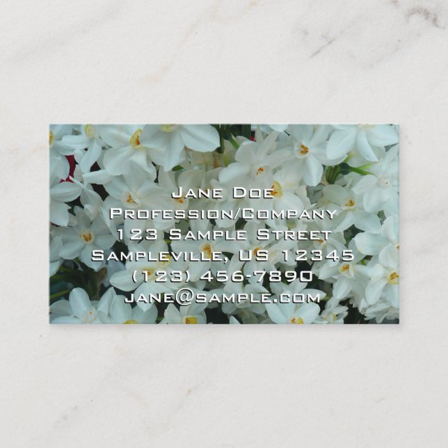 Carte De Visite Paperwhite Narcissus Fleurs blanches délicates (Devant)
