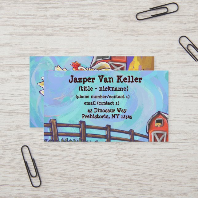 Carte De Visite Papier à lettres au poulet (Devant/Arrière en situation)