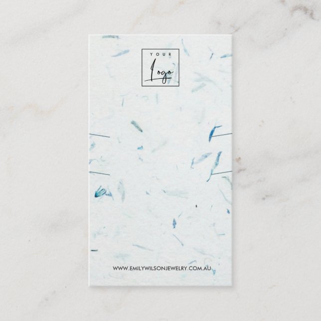 CARTE DE VISITE PAPIER AQUA PETAL FAIT À LA MAIN LONGUE ÉCRAN (Devant)
