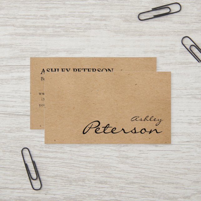 Carte De Visite papier kraft à logo personnalisé (Devant/Arrière en situation)