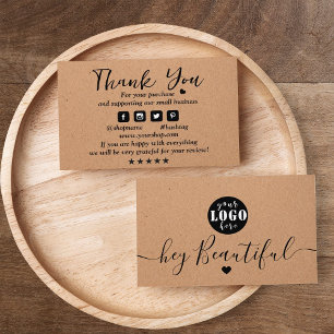 Carte De Visite Papier Kraft Ajouter un Merci de logo