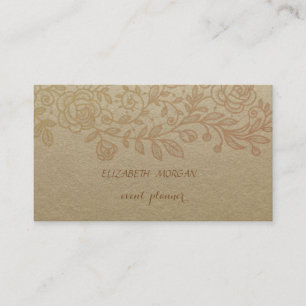Carte De Visite Papier Kraft Brun Vintage, Dentelle