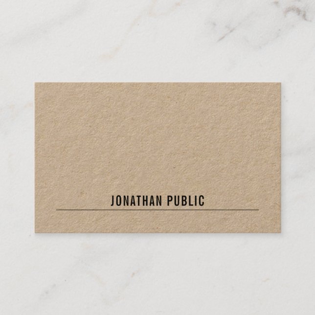 Carte De Visite Papier Kraft Élégant Simple Moderne Professionnel (Devant)