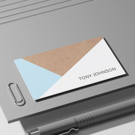 Carte De Visite Papier Kraft imprimé moderne bleu blanc géométriqu