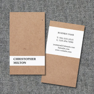 Carte De Visite Papier Kraft Imprimé Moderne et Blanc Consultant
