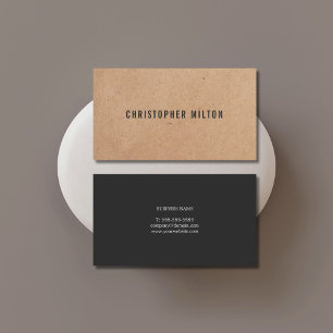Carte De Visite Papier Kraft imprimé noir blanc élégant moderne