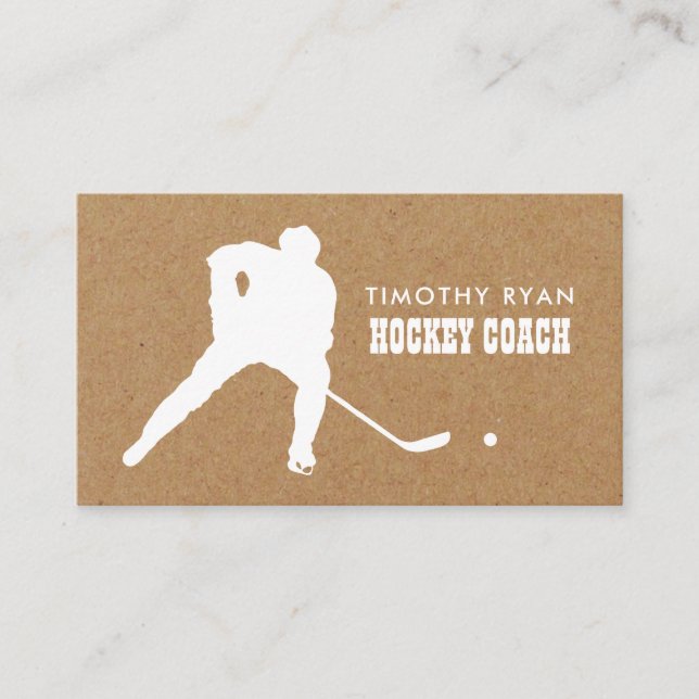 Carte De Visite Papier Kraft, Joueur de hockey, Entraîneur de hock (Devant)