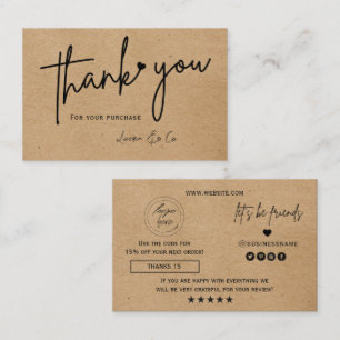 Carte De Visite Papier kraft logo personnalisé merci cœur