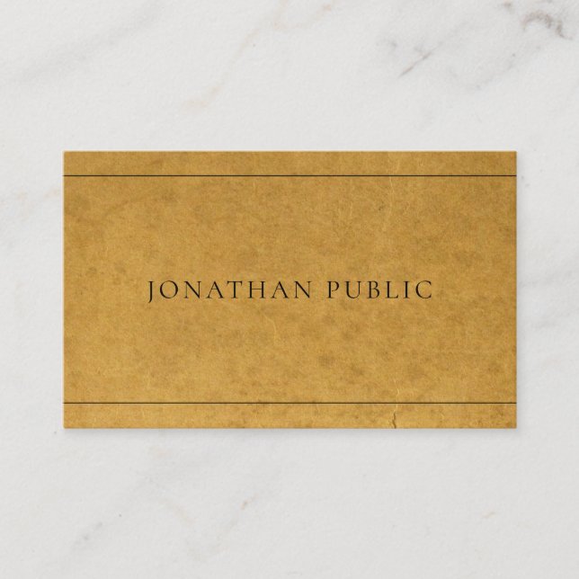 Carte De Visite Papier Kraft moderne look design sophistiqué (Devant)