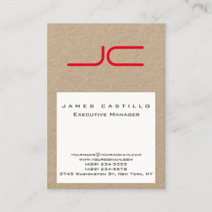 Carte De Visite Papier Kraft moderne professionnel Monogramme roug