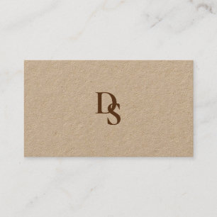 Carte De Visite Papier Kraft naturel simple avec code initial et Q