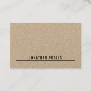 Carte De Visite Papier Kraft réel Moderne Élégant Simple Minimalis