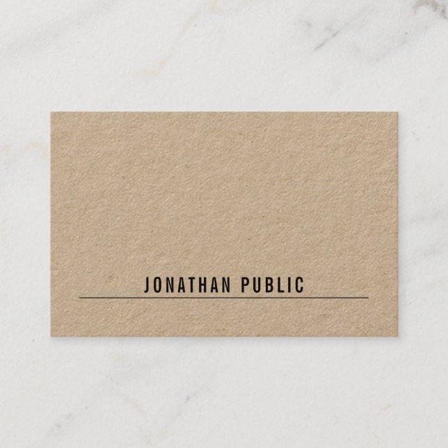 Carte De Visite Papier Kraft réel Moderne Élégant Simple Minimalis (Devant)