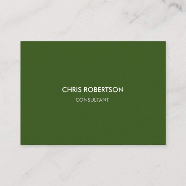 Carte De Visite Papier Lin Chubby Chic Forêt Moderne Couleur Vert (Devant)