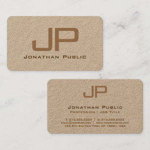 Carte De Visite Papier Monogram Luxe Premium Kraft sur mesure