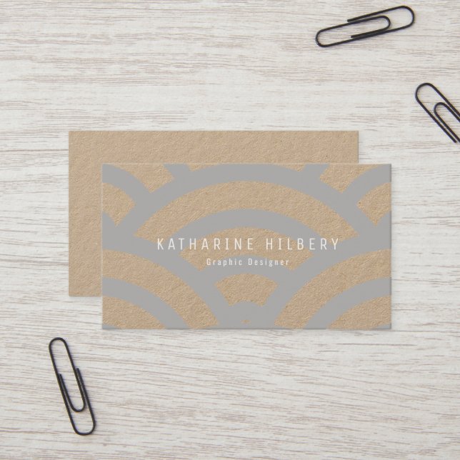 Carte de visite papier Motif Kraft gris clair (Devant/Arrière en situation)