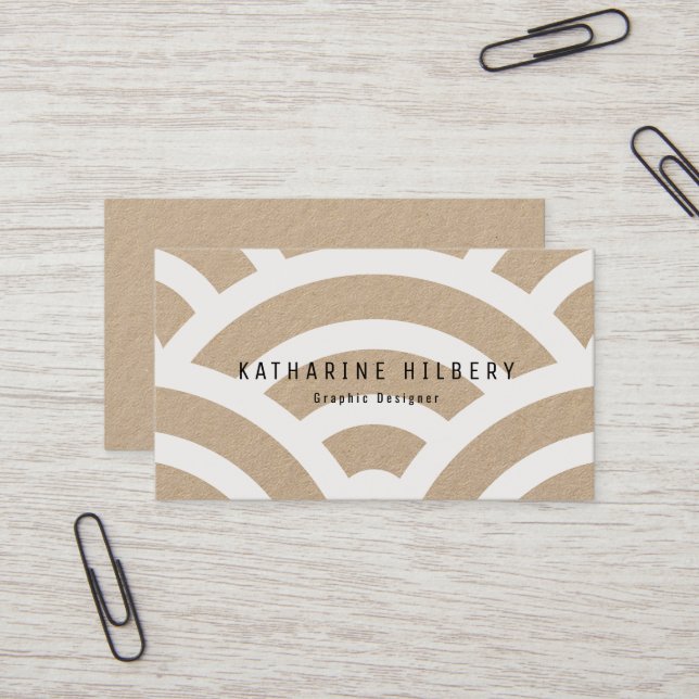 Carte de visite papier Motif Kraft White Wave (Devant/Arrière en situation)