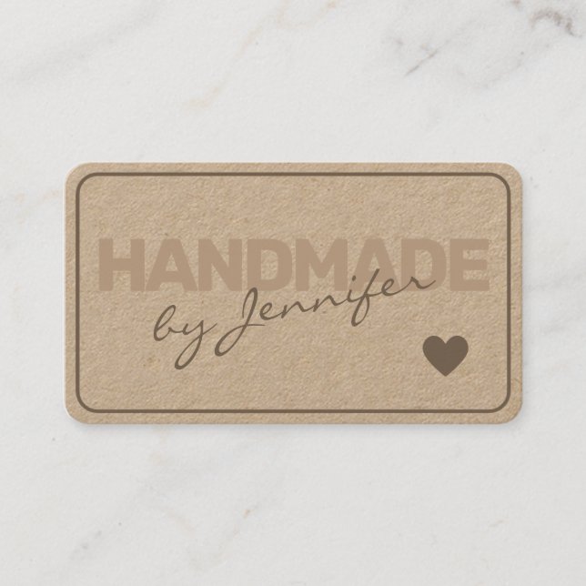 Carte De Visite Papier naturel rustique fait main Coeur de style s (Devant)