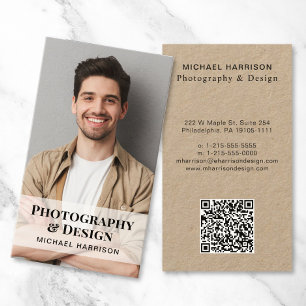 Carte De Visite Papier photo Kraft Code QR professionnel