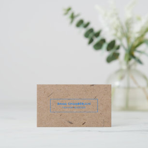 Carte De Visite Papier rustique minimaliste moderne Kraft bleu néo