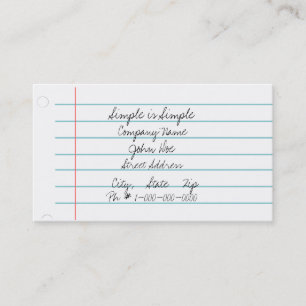 Carte De Visite Papier simple