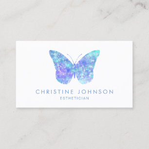 carte de visite papillon bleu pastel