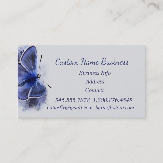 Carte De Visite Papillon dans Blue Shop Store Business (Devant)