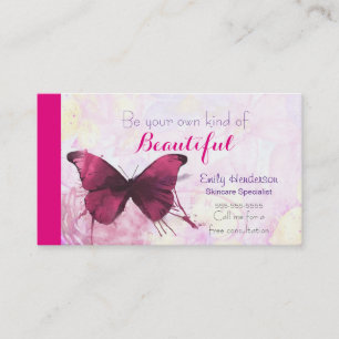 Carte De Visite Papillon d'aquarelle violet sur rose et jaune