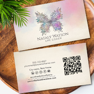 Carte De Visite Papillon de Réseau Neuronal Aquarelle Coach de Vie