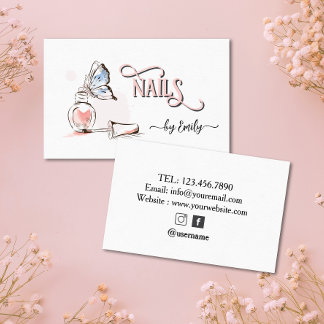 Carte De Visite Papillon de salon à ongles Manicuriste polonais