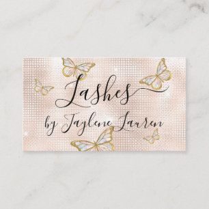 Carte De Visite Papillon de verre Lashes Beige Bleu