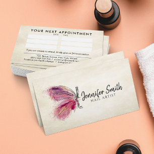 Carte De Visite Papillon d'encre d'aquarelle - Artiste des ongles