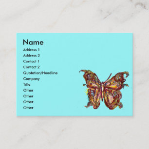 CARTE DE VISITE PAPILLON D'OR EN TURQUOISE BLEU,
