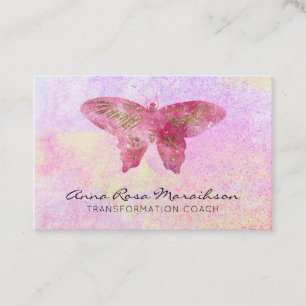 Carte De Visite *~* Papillon doré à Parties scintillant rose pas