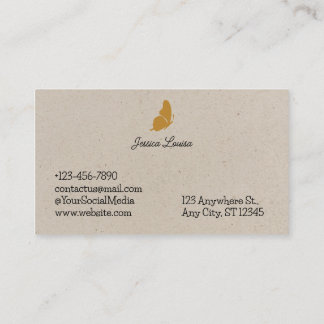 Carte De Visite Papillon élégant minimal Vintage beige