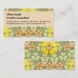 Carte De Visite Papillon Floral Botanique coloré
