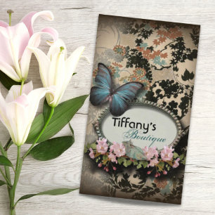Carte De Visite papillon français à fleurs victoriennes