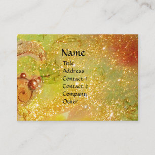 Carte De Visite PAPILLON MAGIQUE jaune, marron vert, paillettes d
