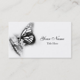 Carte de visite papillon monarque noir et blanc