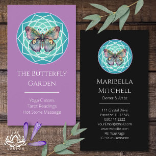 Carte De Visite Papillon Pourpre Indigo Mystique Mandala Turquoise