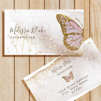 carte de visite papillon rose aquarelle