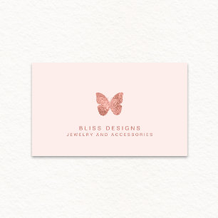 Carte De Visite Papillon rose Gold Foil Elegant Blush Rose