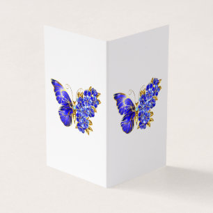 Carte De Visite Papillon saphir à fleurs