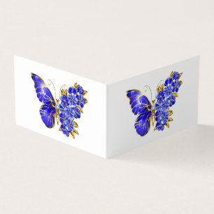 Carte De Visite Papillon saphir à fleurs